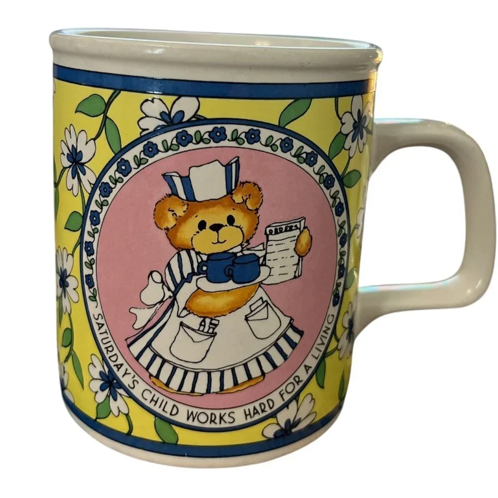 1986 Lucy & Me “Saturday’s Child” Mug – Enesco – Lucy Rigg – Made in Korea
